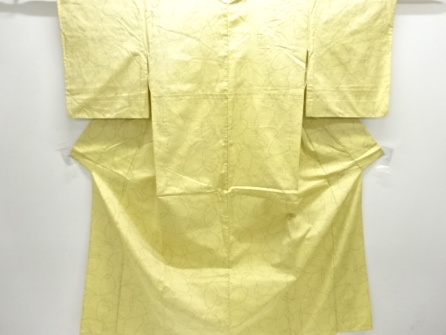 アンティーク　抽象花模様織り出し十日町紬単衣着物